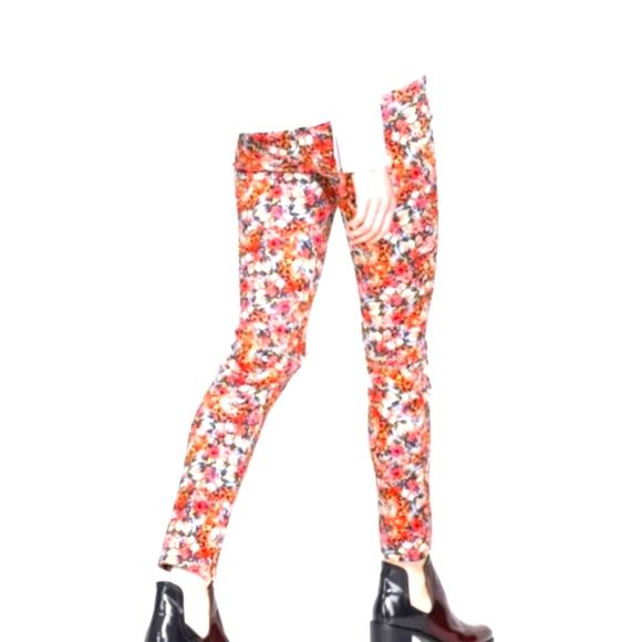 💐ZARA WOMEN Floral Multi Color ANKLE Pants Size Medium 🏵️ - Picture 1 of 10